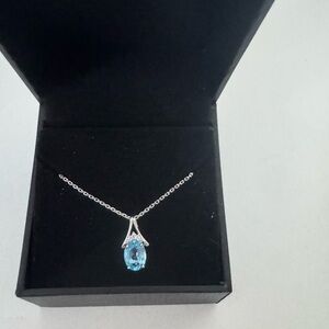 Kay Jewelers Silver Necklace with Blue Pendant